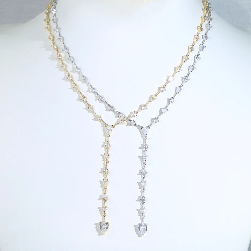 2025 Nuovo geometrico CZ Stazione catena a maglie girocollo sexy lungo lariat collana da donna gioielli di moda con zirconi ghiacciati di alta qualità