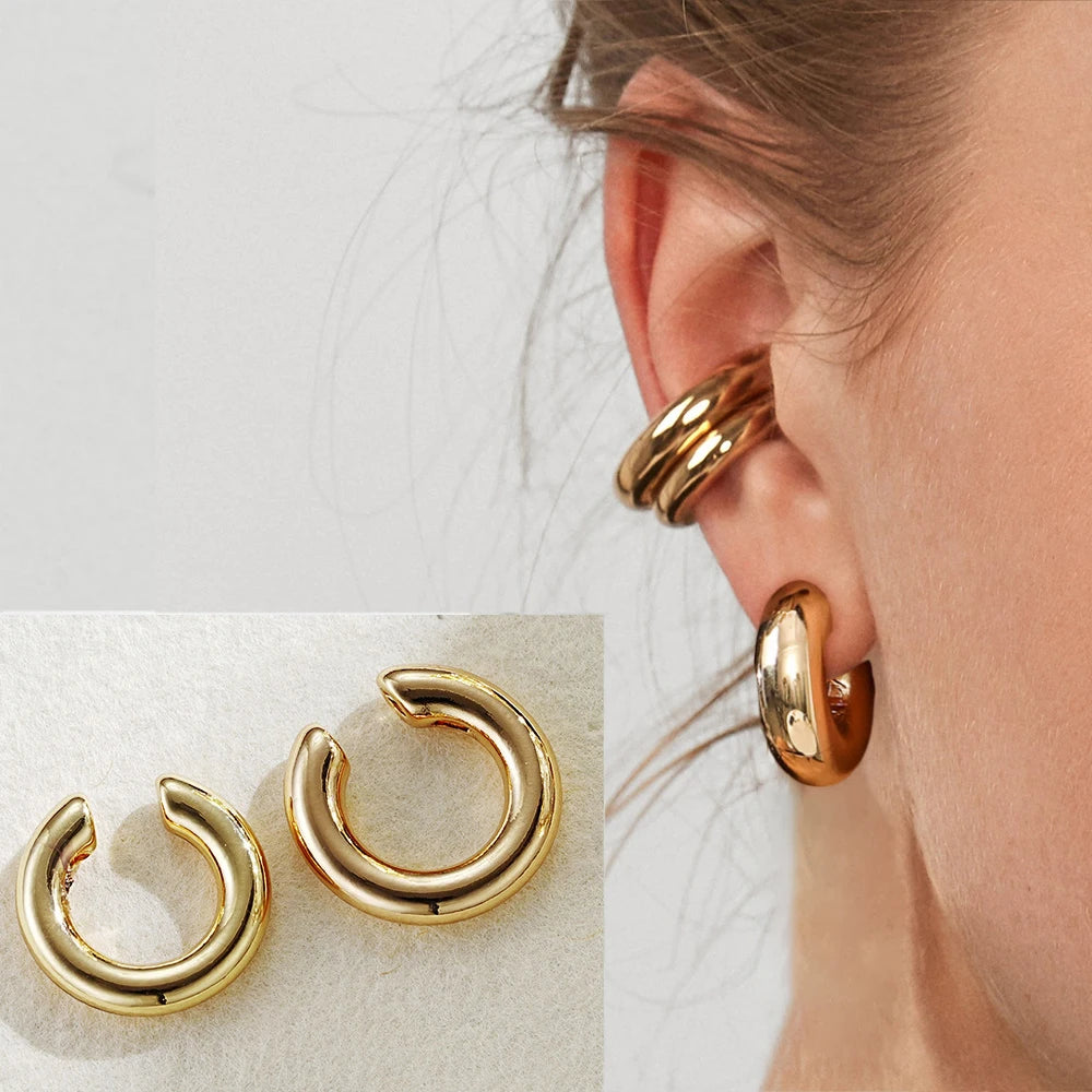 Nuovo alla moda unico falso metallo perforato Clip dell'orecchio asimmetrico circolare cartilagine donne gioielli di moda regalo polsino dell'orecchio ragazza