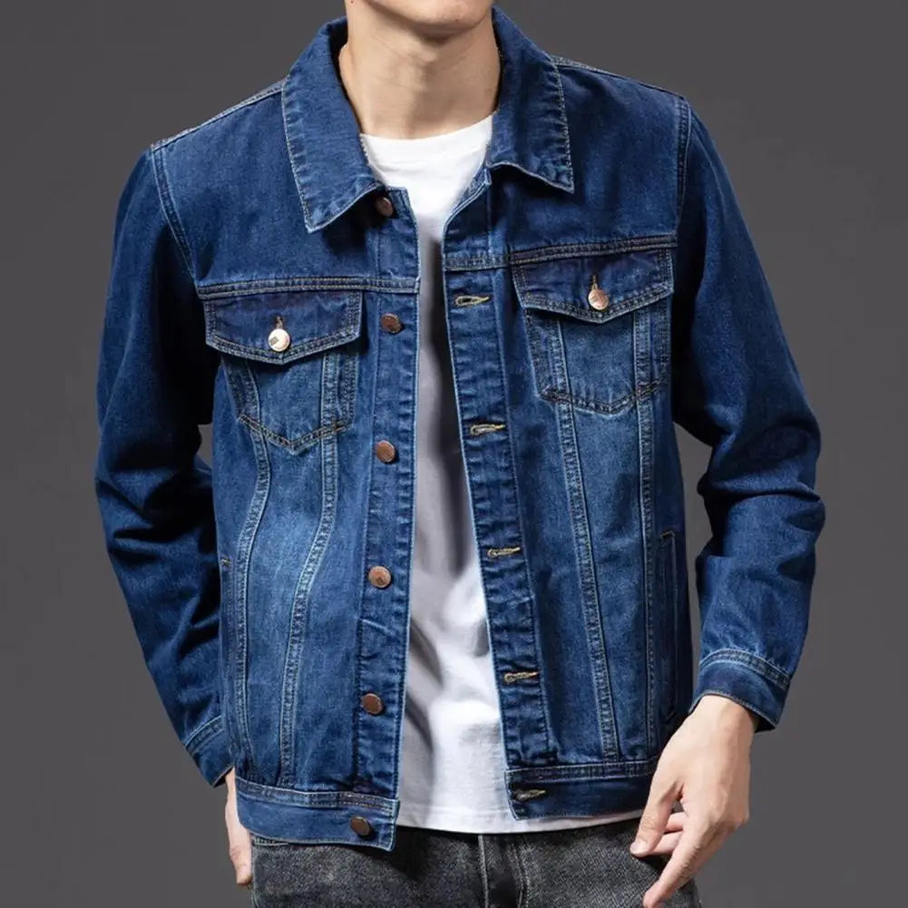 Giubbotti di jeans per uomo Cappotto Blu navy Giacca da uomo Cardigan monopetto Cappotto di jeans Giacca maschile chaquetas hombre куртка муж......