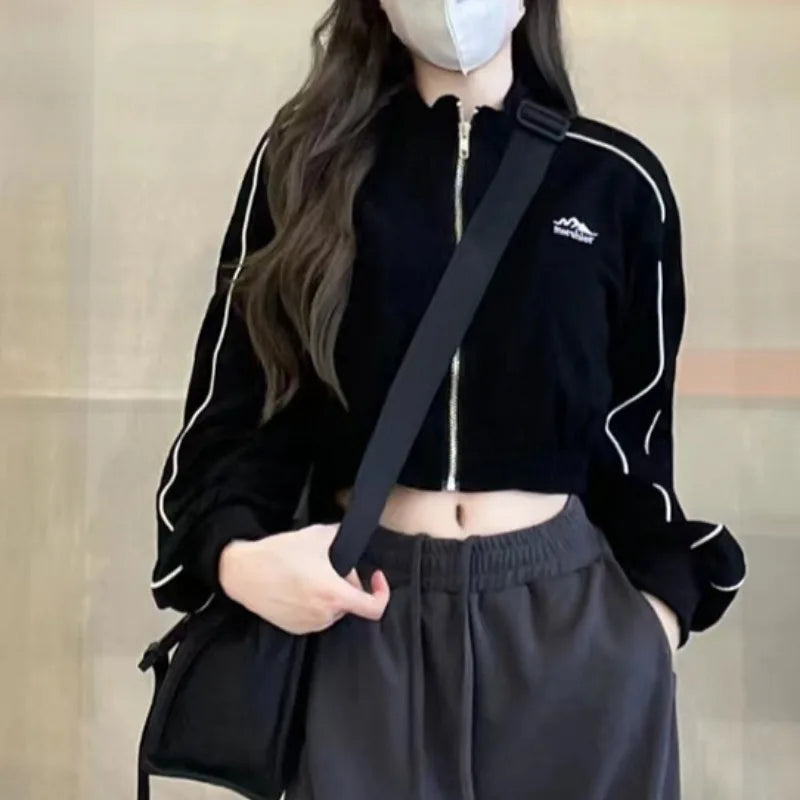 Giacche cool da donna Primavera Autunno Manica lunga Colletto alla coreana per tutte le partite Giovani ragazze Moda College Stile coreano Ins Vintage