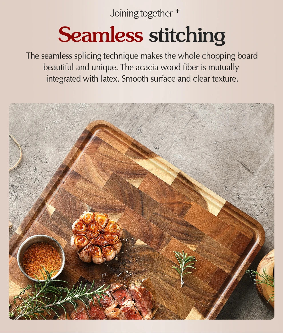 HEZHEN tagliere Premium legno di Acacia Splicing accessori da cucina tagliere scarico acqua e utensili da cucina a prova di umidità
