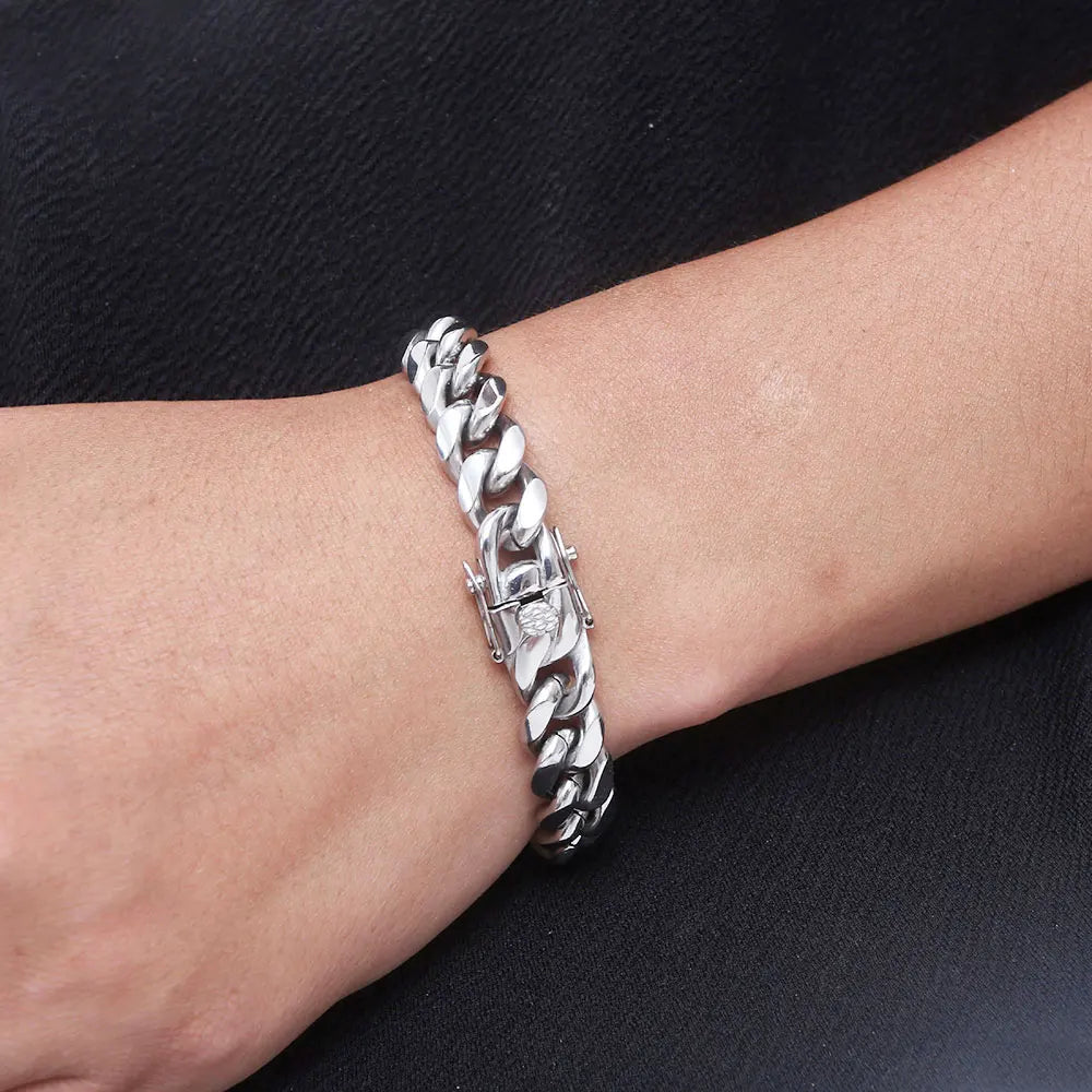 Braccialetti cubani in acciaio inossidabile placcato oro 6mm-14mm18k Braccialetti a catena a maglia cubana per gioielli Hiphop