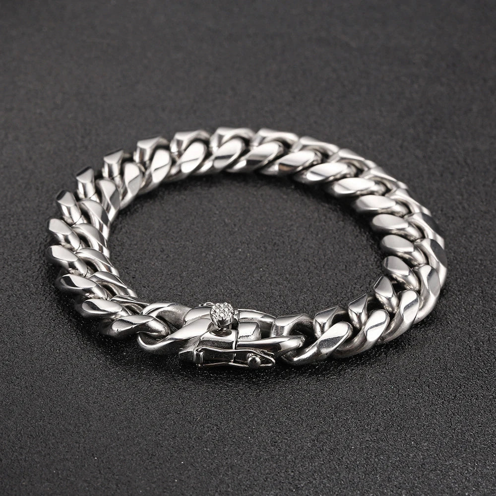 Braccialetti cubani in acciaio inossidabile placcato oro 6mm-14mm18k Braccialetti a catena a maglia cubana per gioielli Hiphop