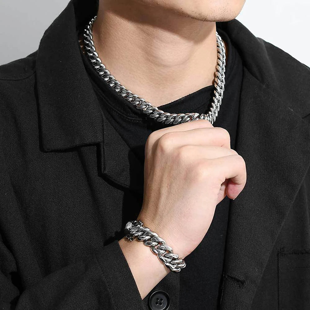 Braccialetti cubani in acciaio inossidabile placcato oro 6mm-14mm18k Braccialetti a catena a maglia cubana per gioielli Hiphop