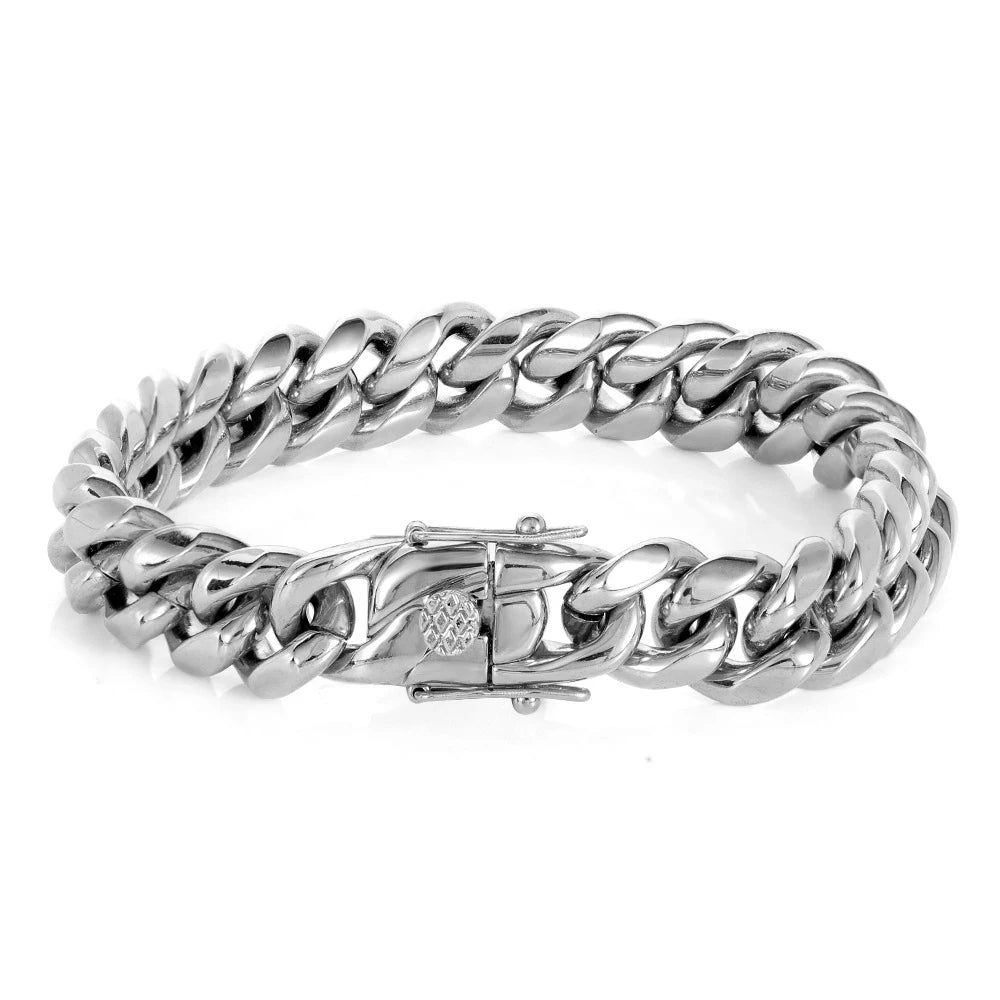 Braccialetti cubani in acciaio inossidabile placcato oro 6mm-14mm18k Braccialetti a catena a maglia cubana per gioielli Hiphop